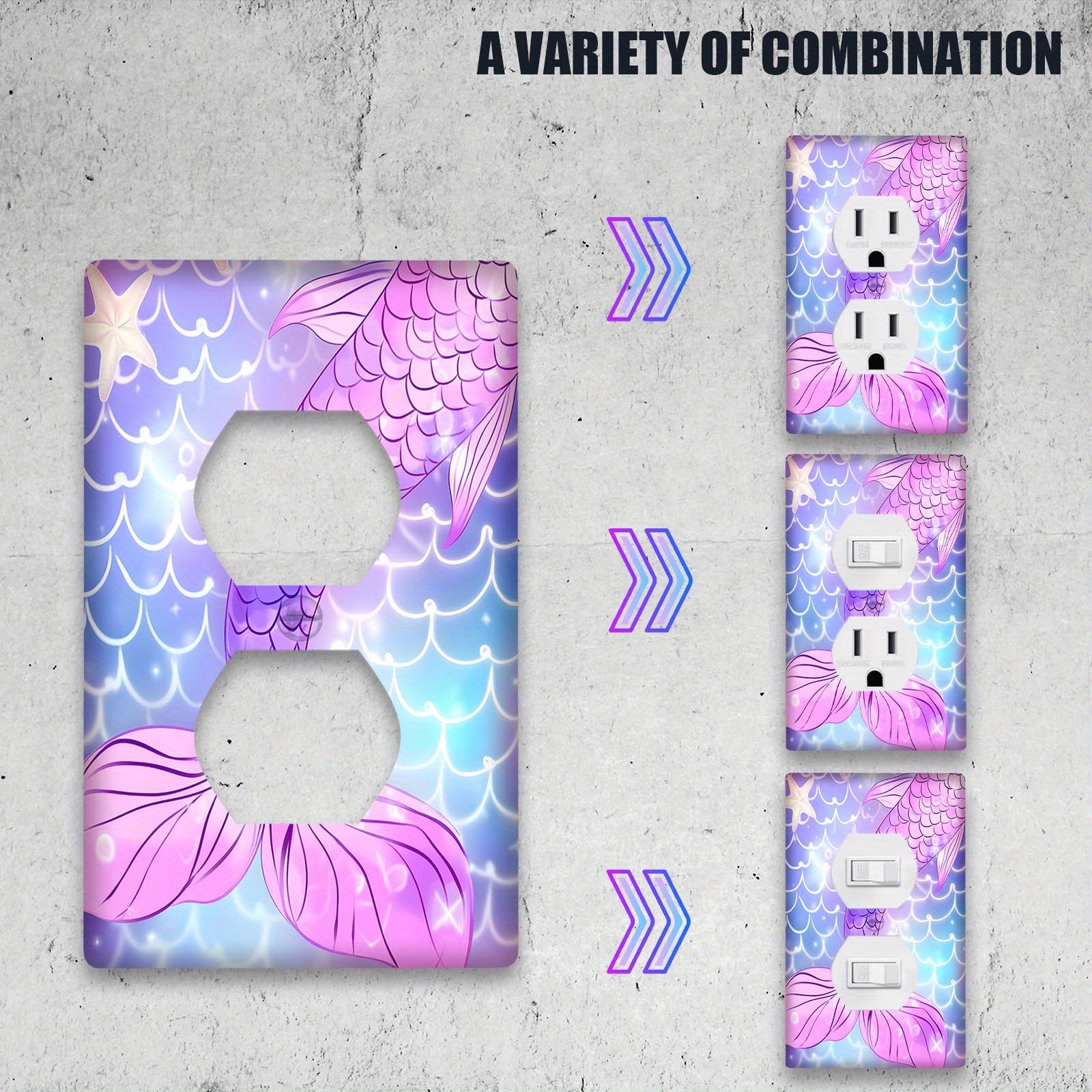 Mermaid-Inspired Wall Plate Cover for Home and Office Easy to Install in Bedrooms Kitchens Bathrooms