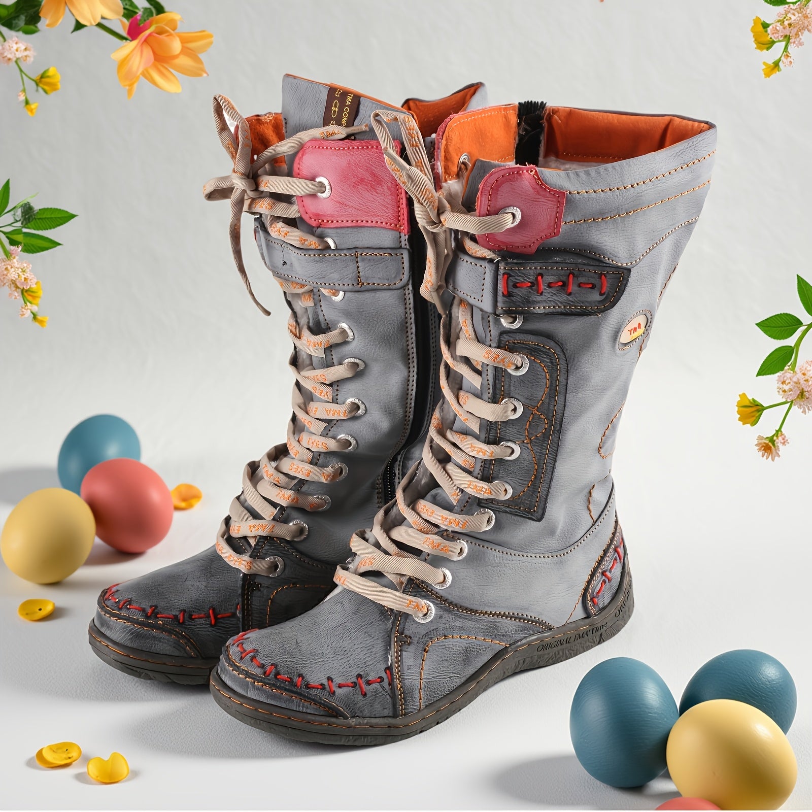 Women’s Fleece Winter Boots Hand-Stitched Color-Blocking Slip-Resistant Durable