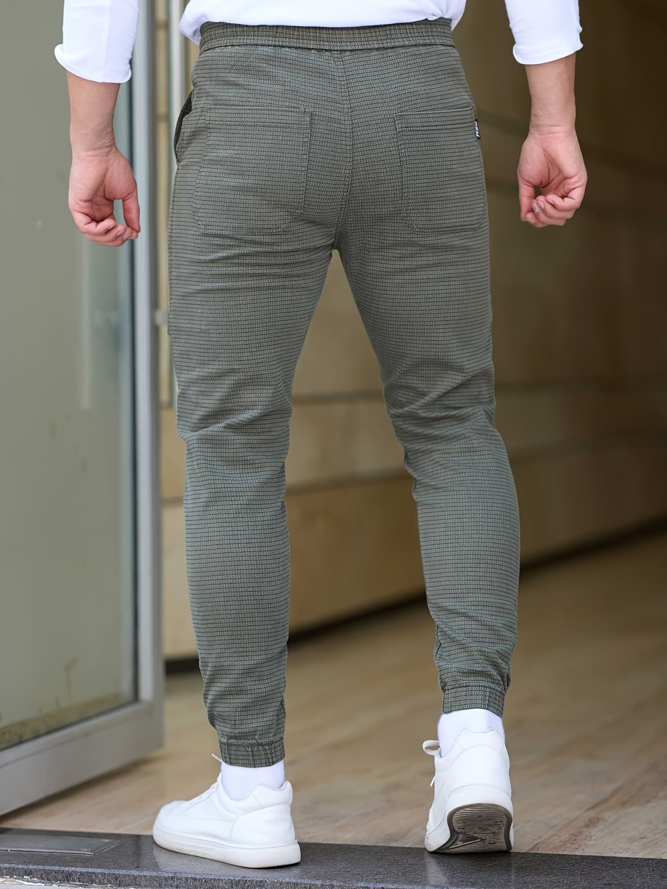 Men's Cotton Blend Jogger Pants with Drawstrings Loose Fit Harem Trousers Casual Fall Winter