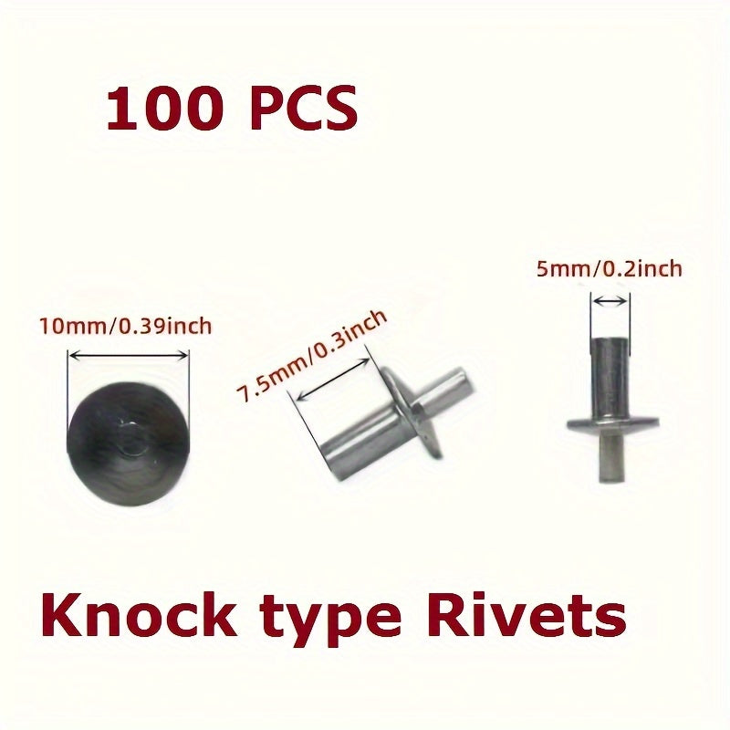 100 Pack Aluminum Alloy Knockout Rivets Hammer-In Push-In Expanders