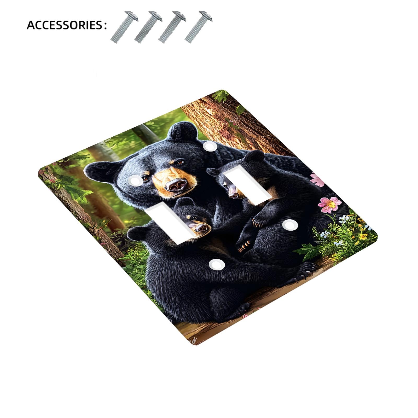 Cubierta decorativa de pared Black Bear Art para interruptores de luz, 1 paquete