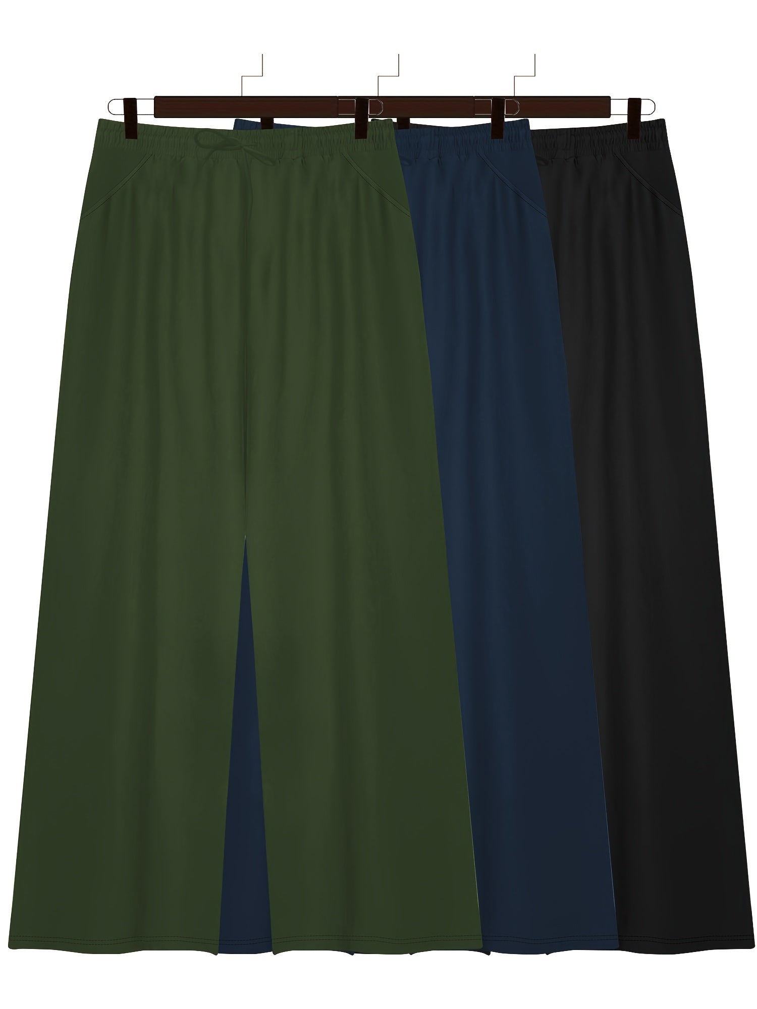 Plus Size Solid Drawstring Straight Leg Pants Casual Elastic Waist Summer Women's Clothing