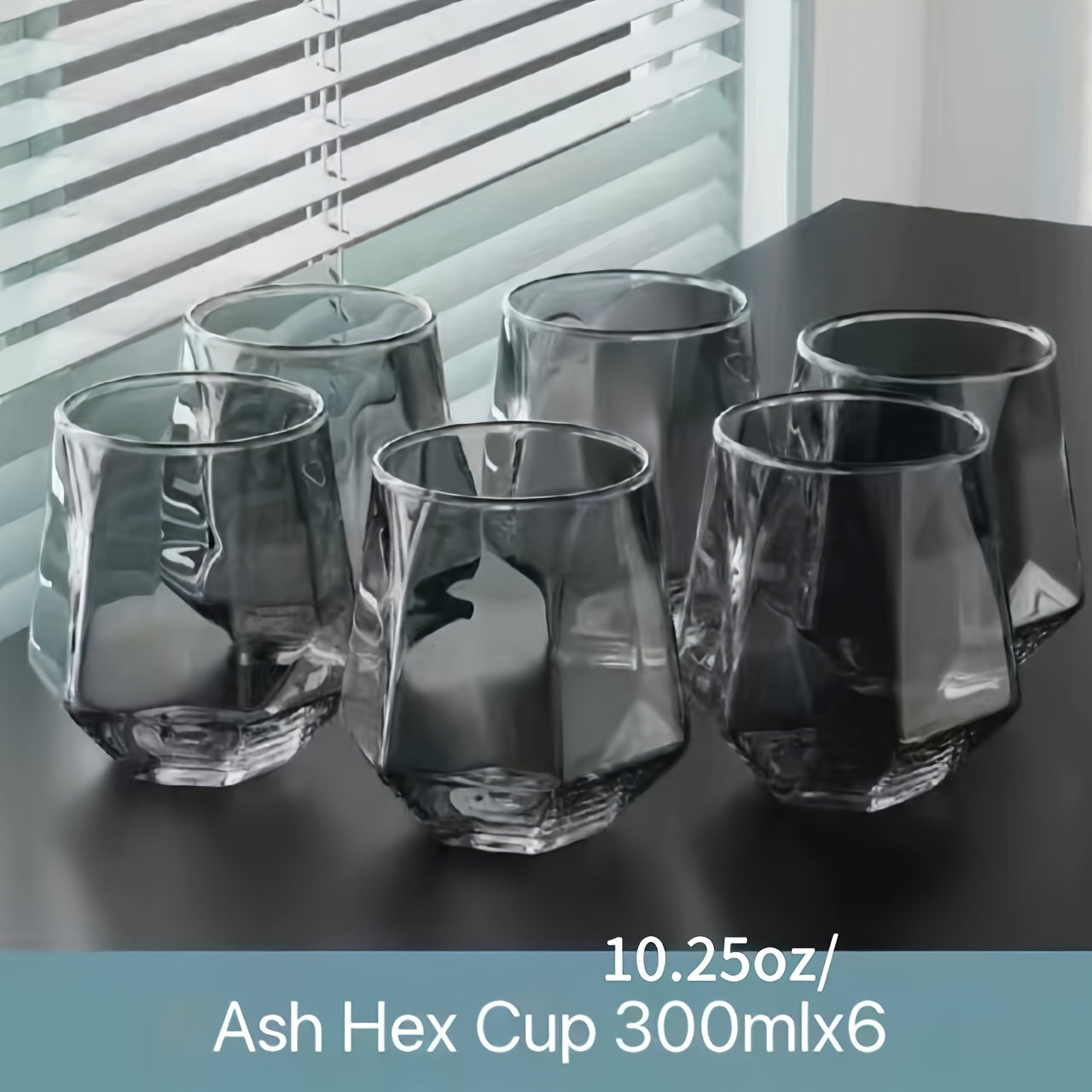 Set of 6 Geometric Glass Cups for Water Juice Whiskey Milk Tea