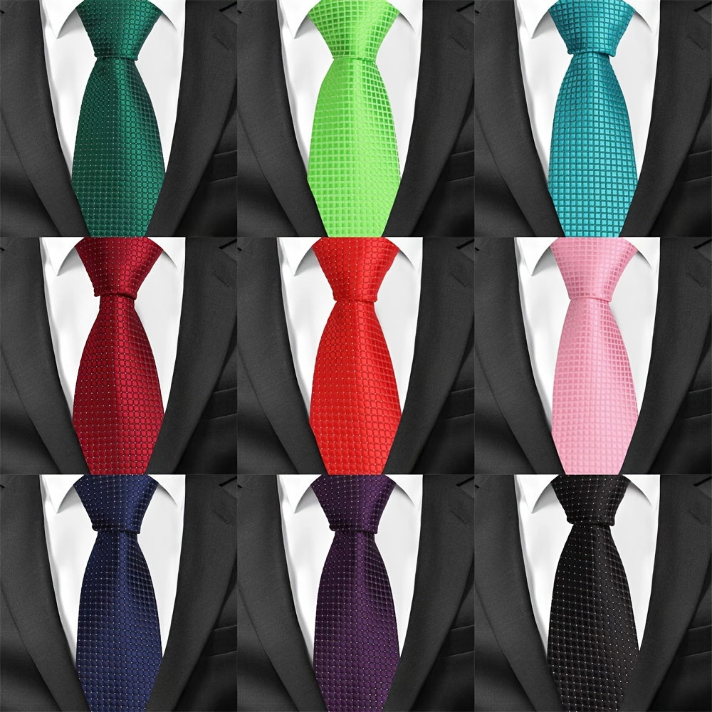 Men's Classic Business Tie Small Plaid Pattern Wedding Tie for Formal Events