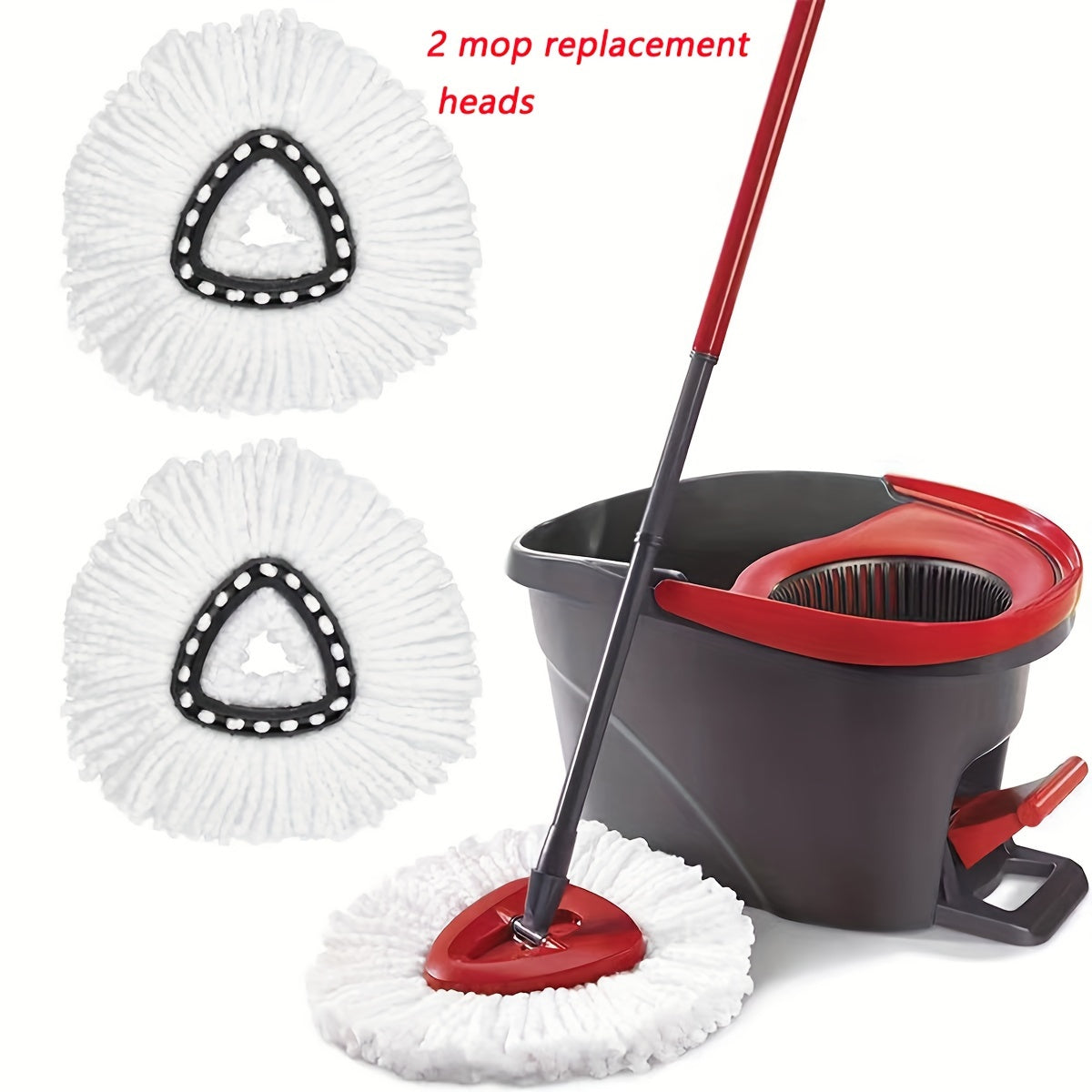 Microfiber Mop Heads 2-Pack Triangle Rotating Swivel Replacement for Cleaning