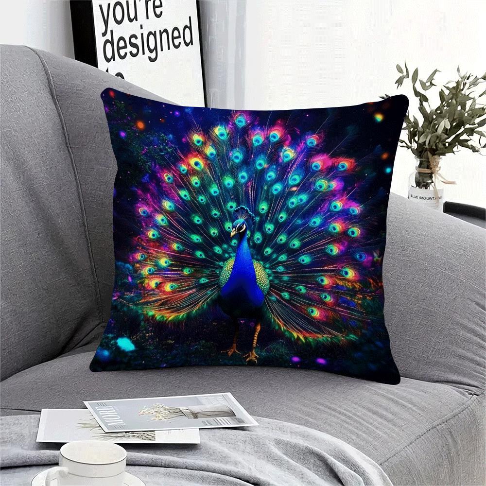 Peacock Pillow Cover 45.72x45.72 cm Polyester Zipper Decorative Throw Pillowcase