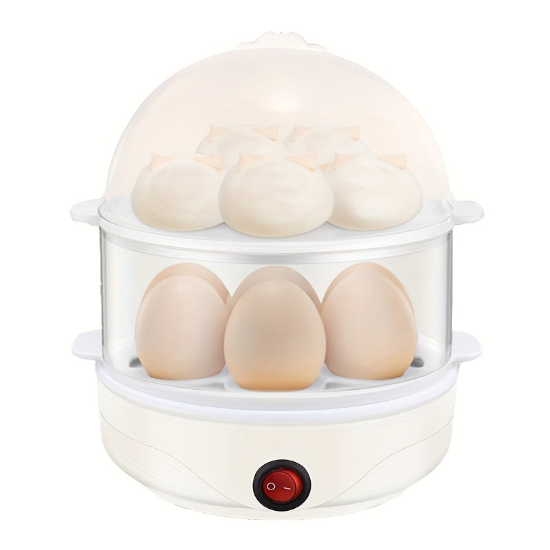 2-Tier Stackable Egg Steamer Cooks Hard and Poached Eggs BPA Free Durable White