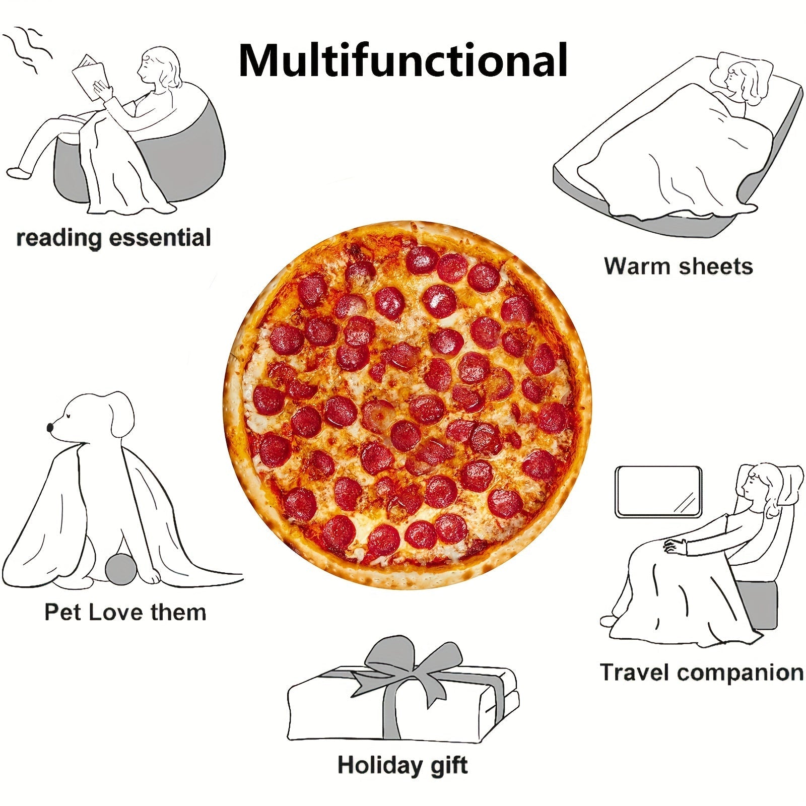 Reversible Microfiber Food Pattern Blanket for Kids and Adults