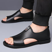 Men's Breathable Non-Slip Black Slip-On Sandals for Summer Casual Vacation