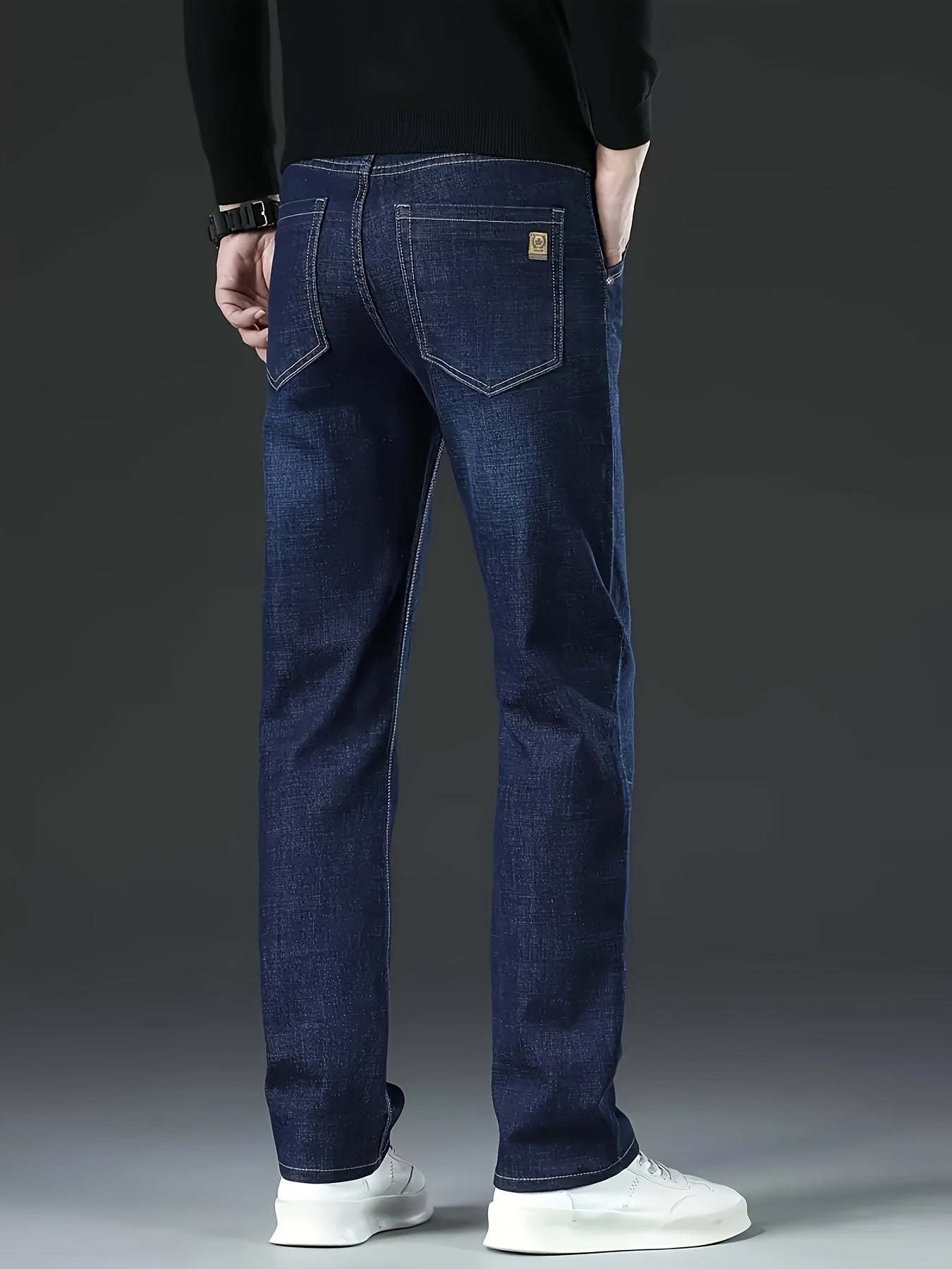Men's Cotton Blend Straight Leg Jeans for Business Casual All-Season