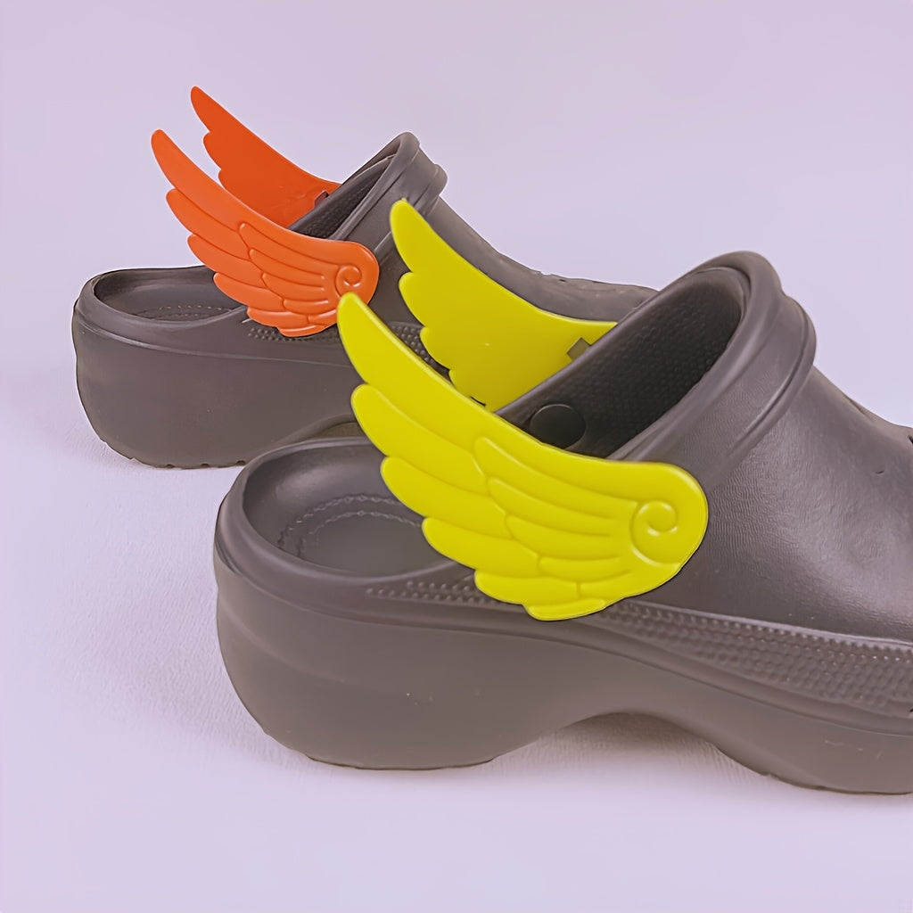 Women's Shoe Accessories Removable PVC Angel Wings Heel Decorations for Hole Shoes