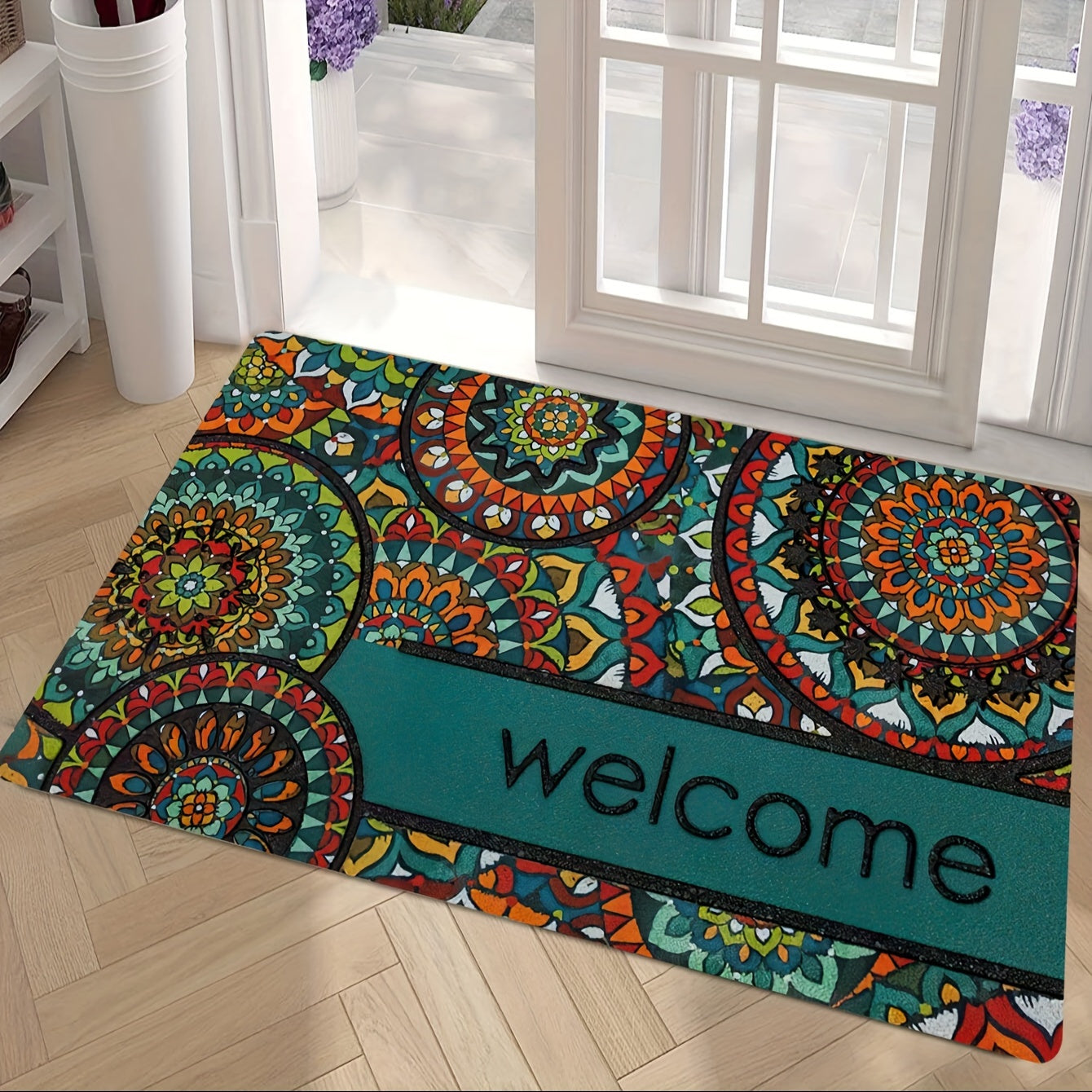 Bohemian Doormat Rug, Machine Washable, Bedroom Living Room Decor