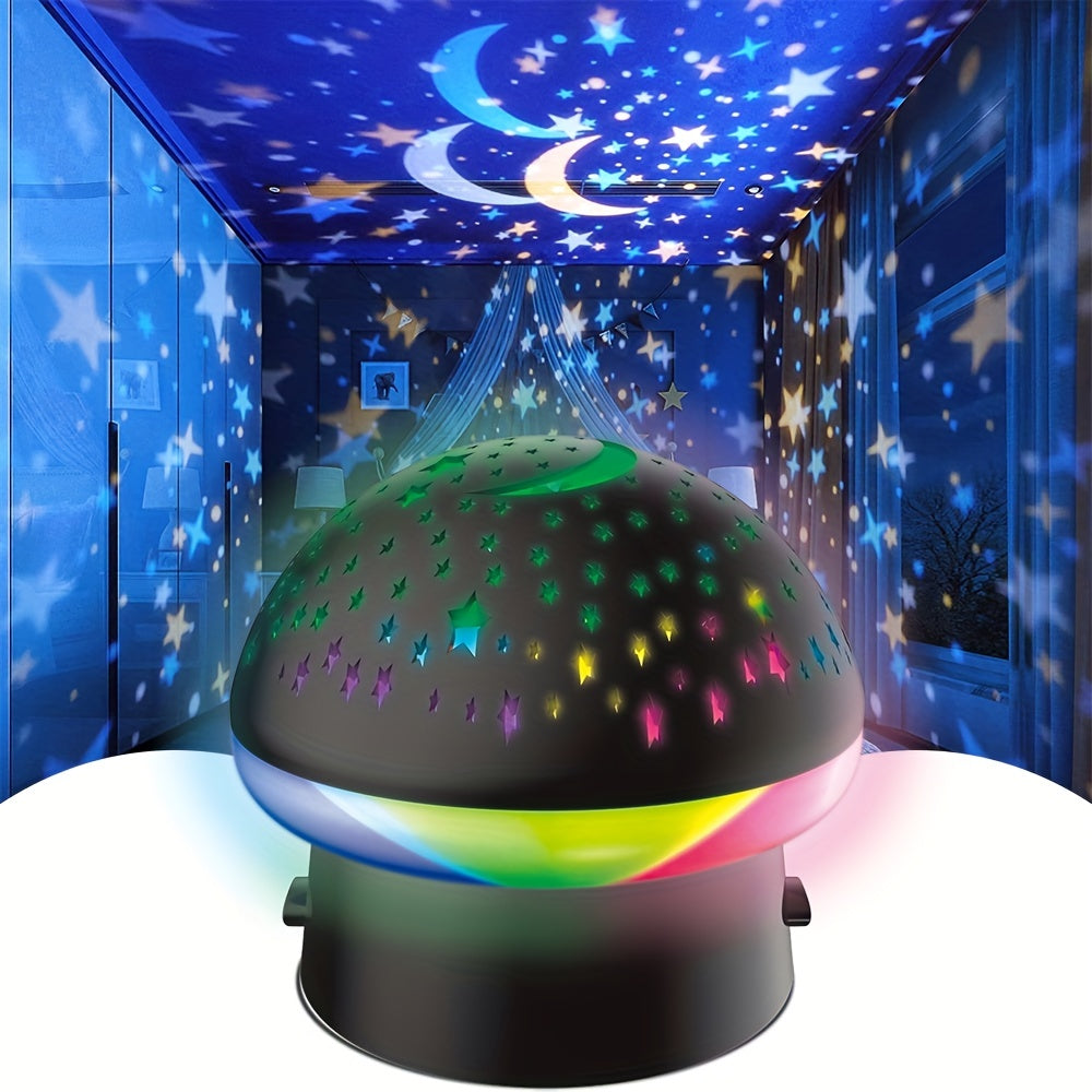 Color Changing Mushroom Night Light Projector for Bedroom Decor Star Sky Moon Light with Romantic Lighting