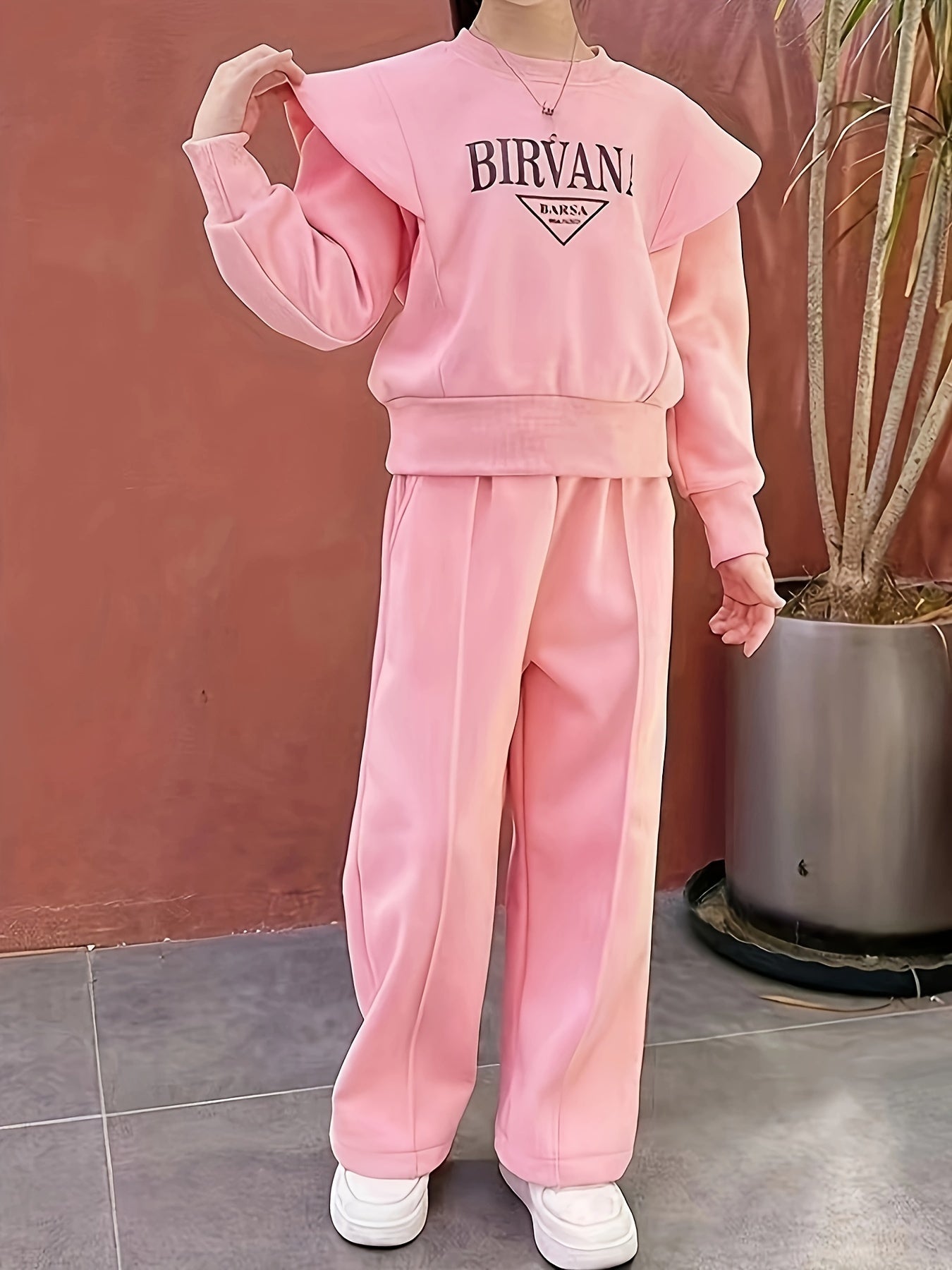 Conjunto de sudadera y pantalones para niñas para uso casual en primavera y otoño, talla mediana y grande