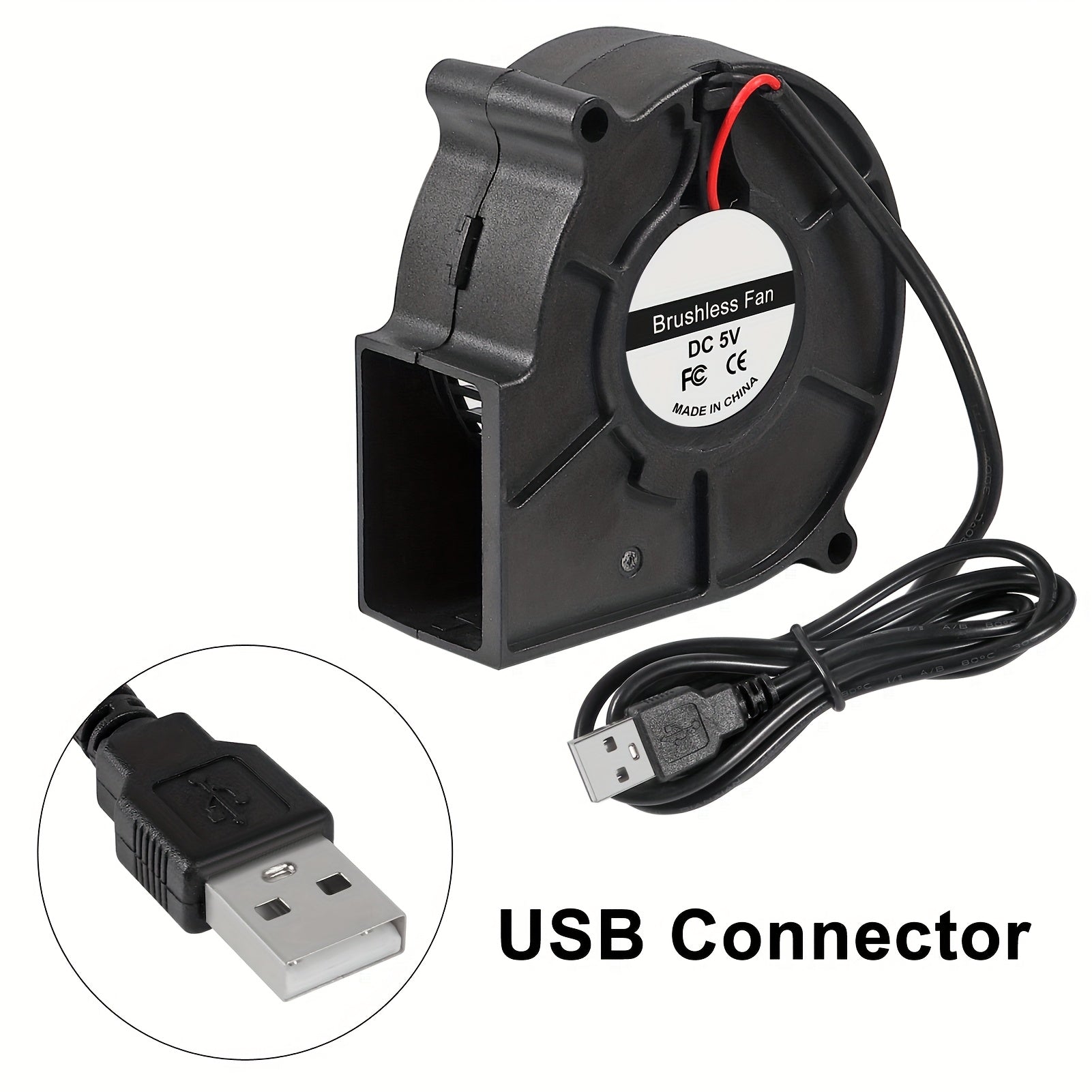 Ventilador compacto de enfriamiento USB 5V con motor sin escobillas y soporte de montaje