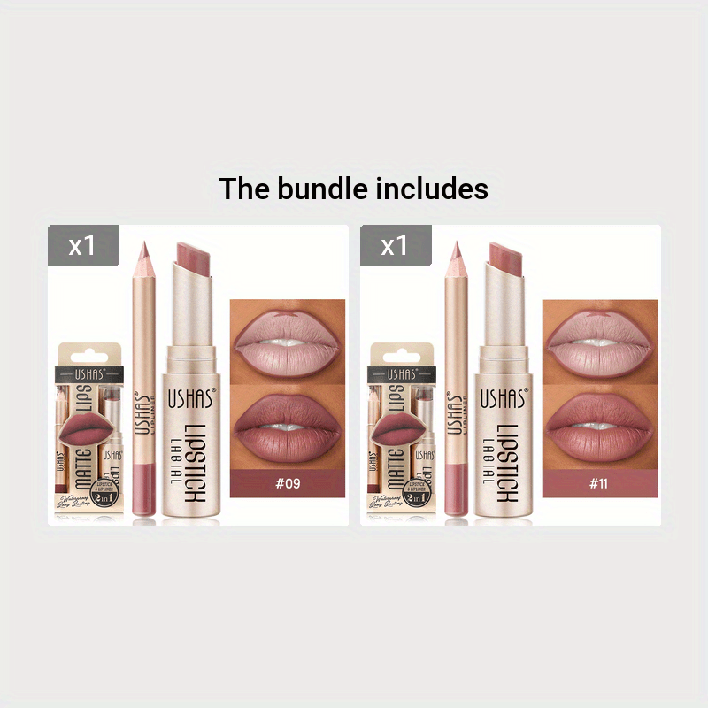Women Nude Lipstick and Lip Liner Set Waterproof Velvet Long-lasting