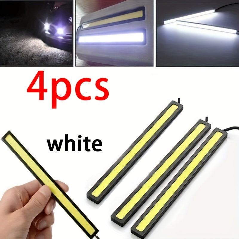 Car LED Light Bars Set of 4 17cm Ultra-Thin COB Bright Lights for Motorcycles