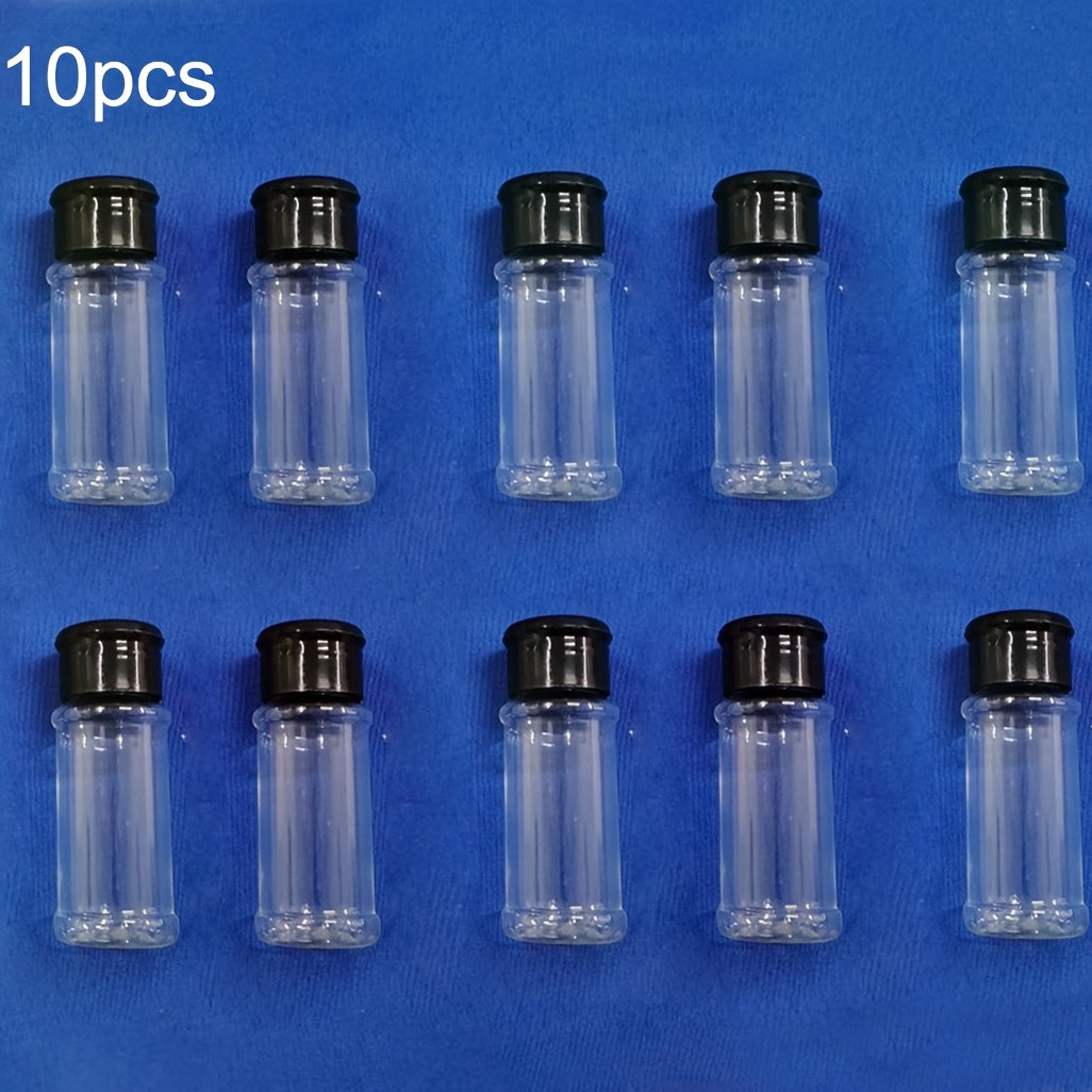 10 ta plastik ziravorlar shishalari to'plami, qopqoq bilan - oshxonada ziravorlar, o'tlar, souslar va murch saqlash uchun 100ml shaffof idishlar. Uzoq muddatli foydalanish uchun mustahkam PET materialidan tayyorlangan.