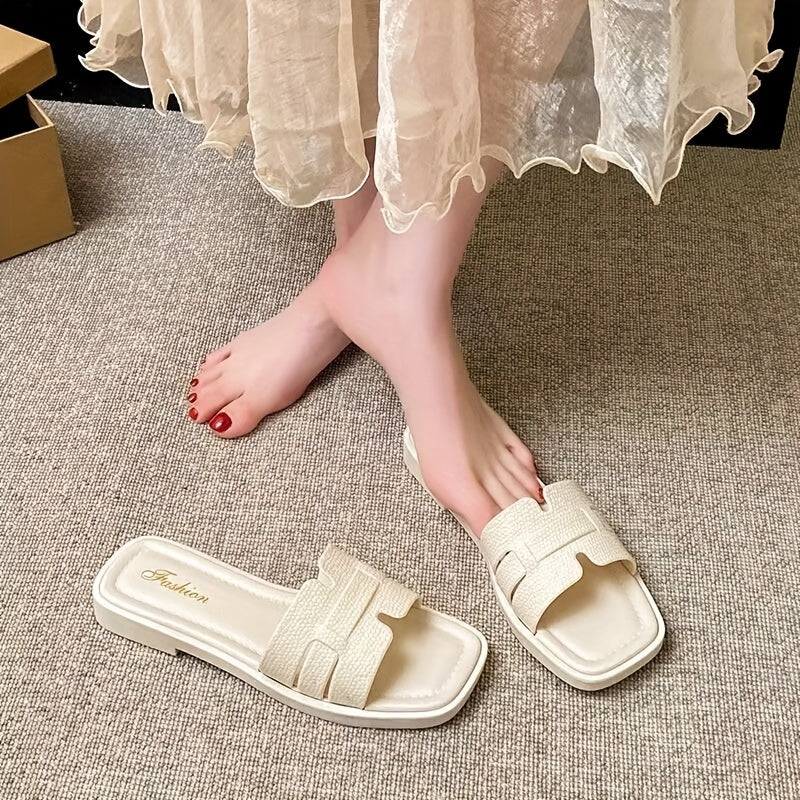 Ayollar uchun EVA sandalki, yopilmaydigan, tekis, ochiq barmoqli, kundalik plyaj poyabzali