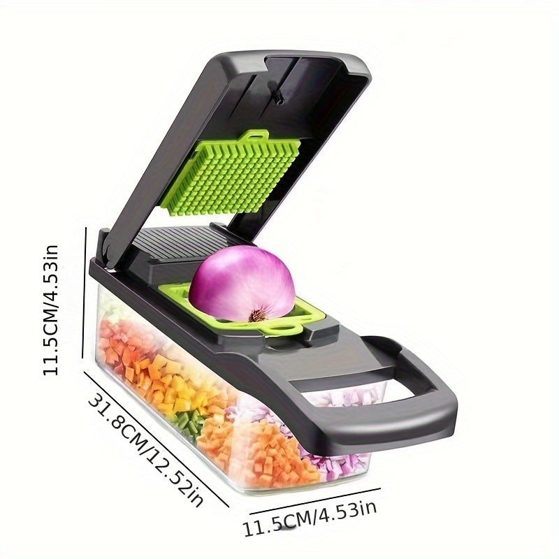 16-In-1 Vegetable Chopper Slicer Set with 8 Blades and Onion Mincer