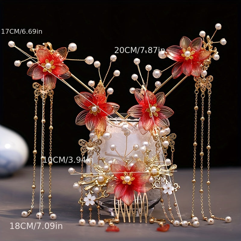 Retro Hair Stick Hair Comb and Earrings Set for Women Hair Accessories