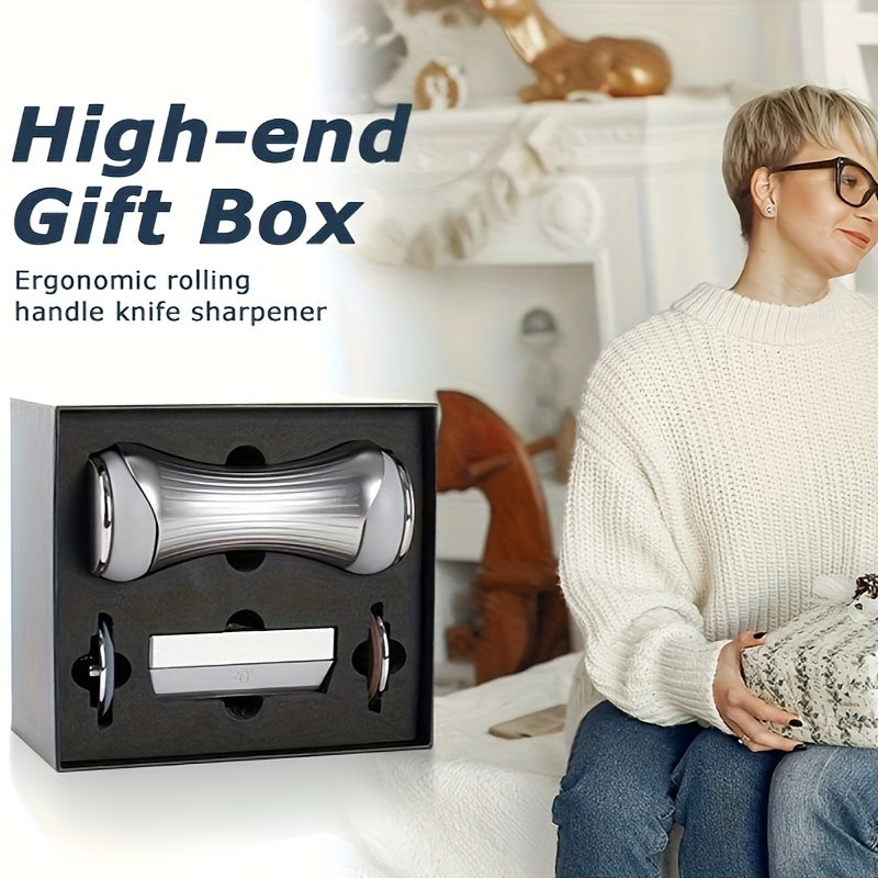 Rolling Knife Sharpener Kit with Diamond Discs for All Edges, Aluminum Body