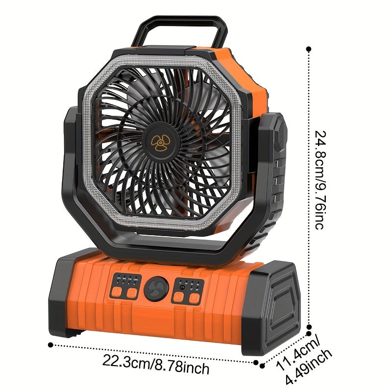 Portable Camping Fan with 20000mAh Power Bank LED Light USB Rechargeable