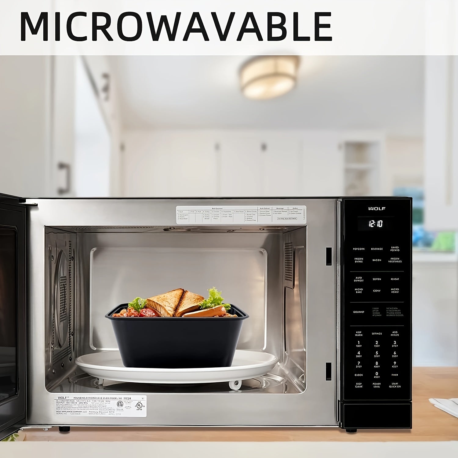 Plastic Black Food Storage Containers 26oz Leakproof Stackable Bento Boxes