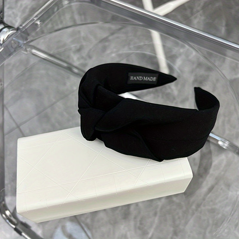 Vintage Bohemian Style Knotted Headband for Women Solid Polyester Hair Accessory