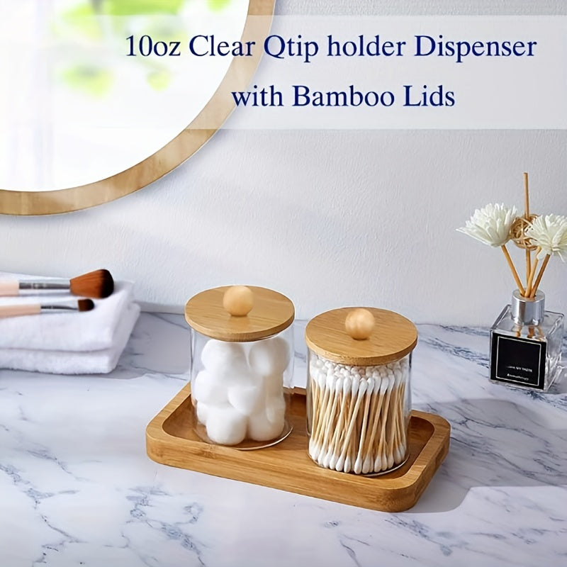 Bamboo Bathroom Storage Organizer for Swabs Cotton Balls and Floss