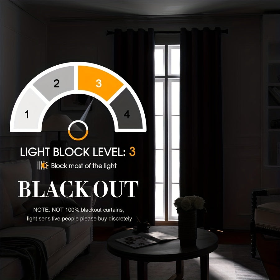 Blackout Curtain Thick Grommet Top Energy-Efficient Light-Blocking Polyester for Living Room Bedroom Balcony