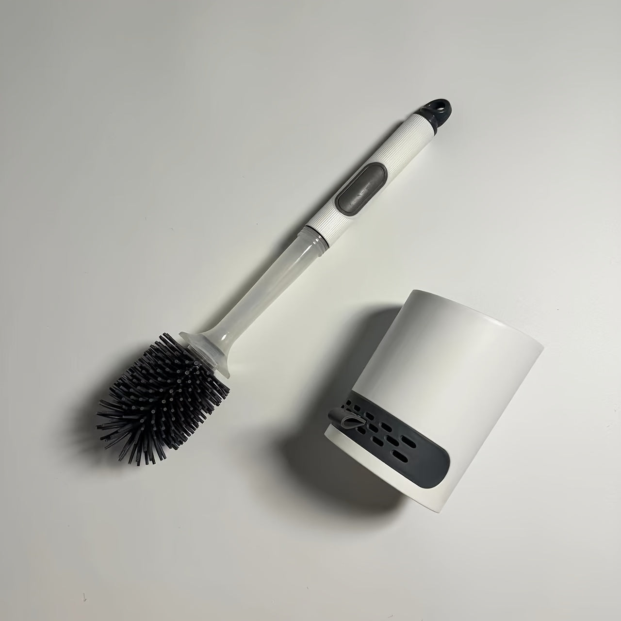 Silicone Toilet Brush Set with Water-Holding Base and Refillable Handle