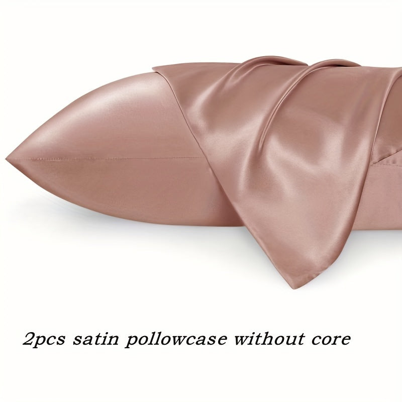 Set of 2 White Satin Pillowcases Breathable Cooling Hypoallergenic Sleep