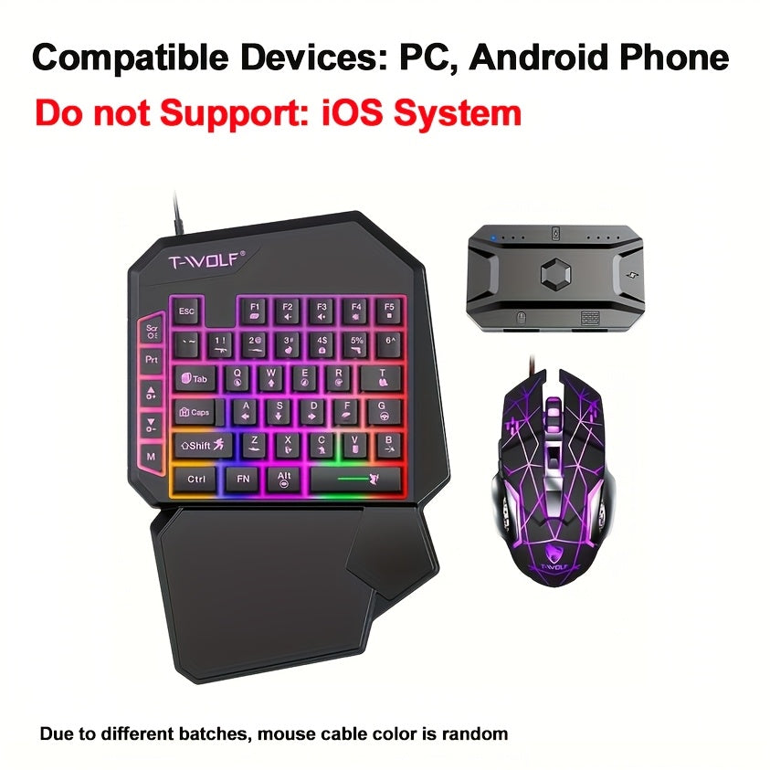 Mini klaviatura va sichqoncha to'plami rangli yoritish bilan, 35 ta tugma, e-sport o'yinlari va boshqa ko'plab maqsadlar uchun ideal.