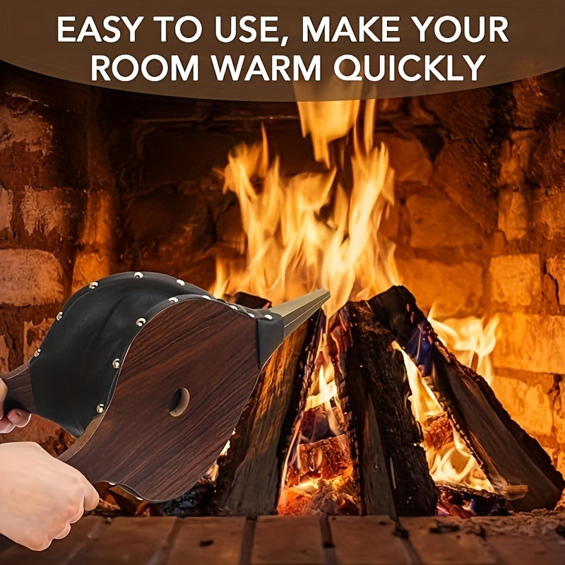 Brown Wooden Fireplace Bellows Air Blower for Camping BBQ Grill and Home Heating