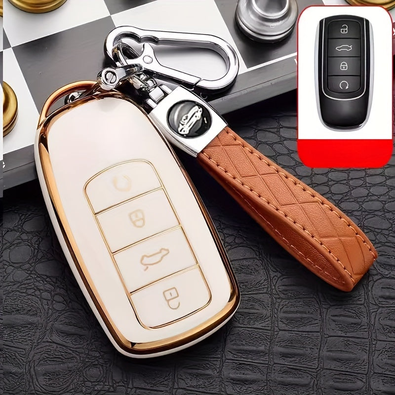 Remote Key Fob Cover TPU Protective Case with Keychain for Car Keys