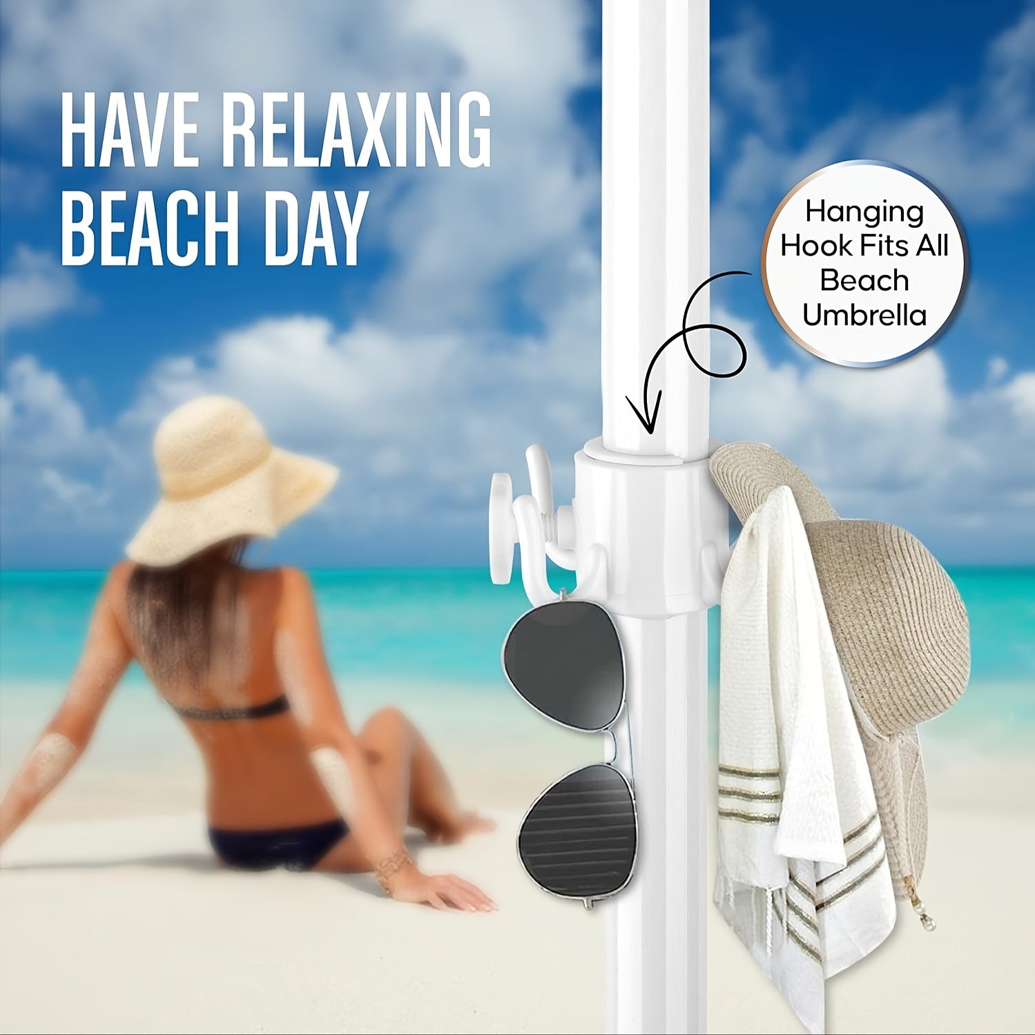 White Plastic Beach Umbrella Hanging Hook with 4 Prongs