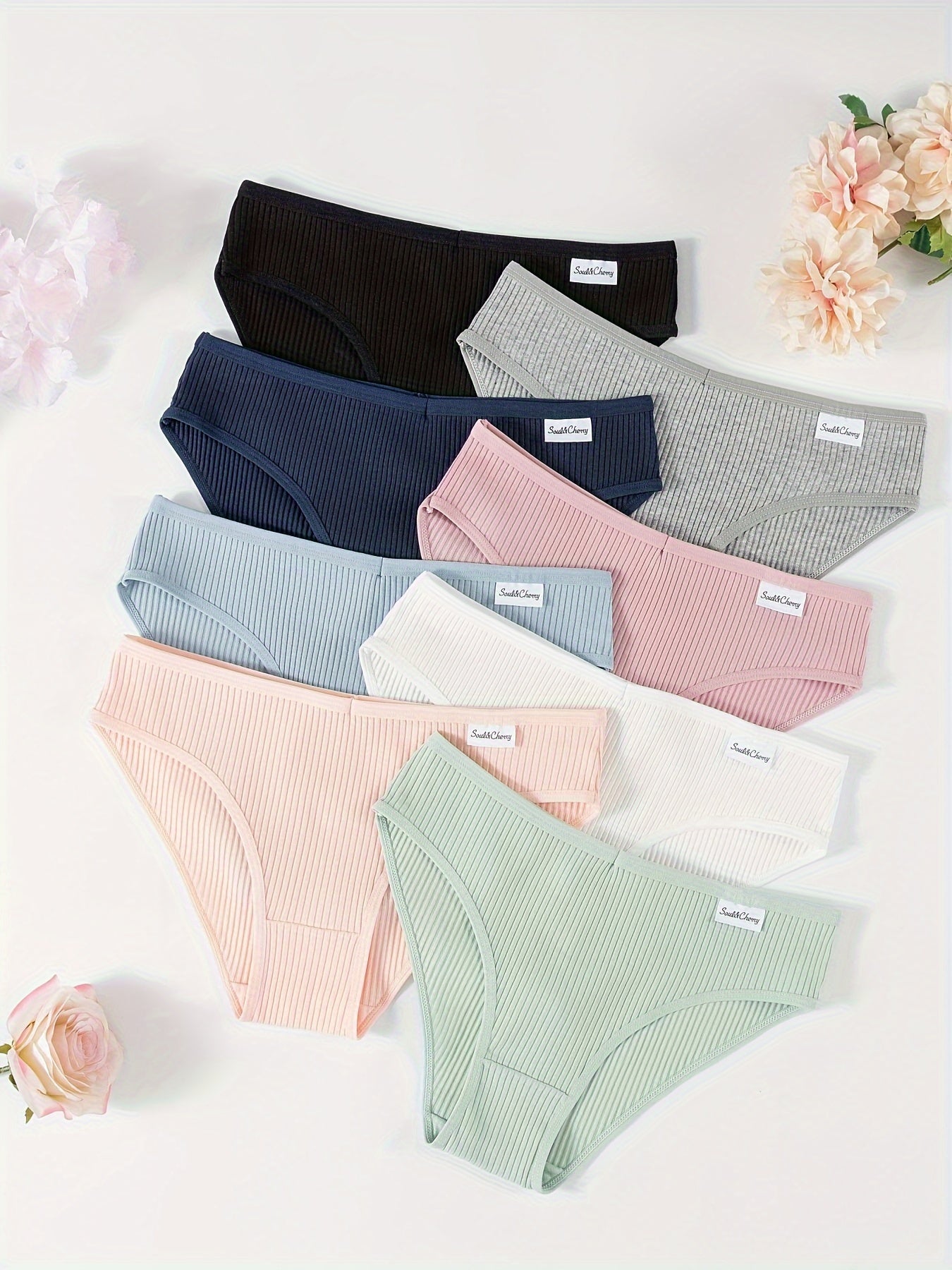 8-Pack Women's Seamless Ribbed Cotton Briefs Breathable Comfortable Underwear
