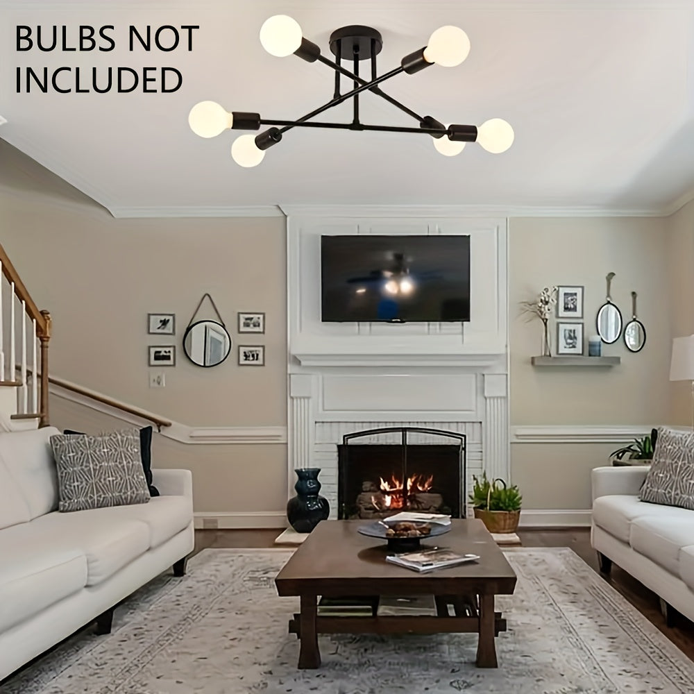 6/8-Head Metal Chandelier Industrial Style Ceiling Light Fixture for Bedroom Kitchen Living Room