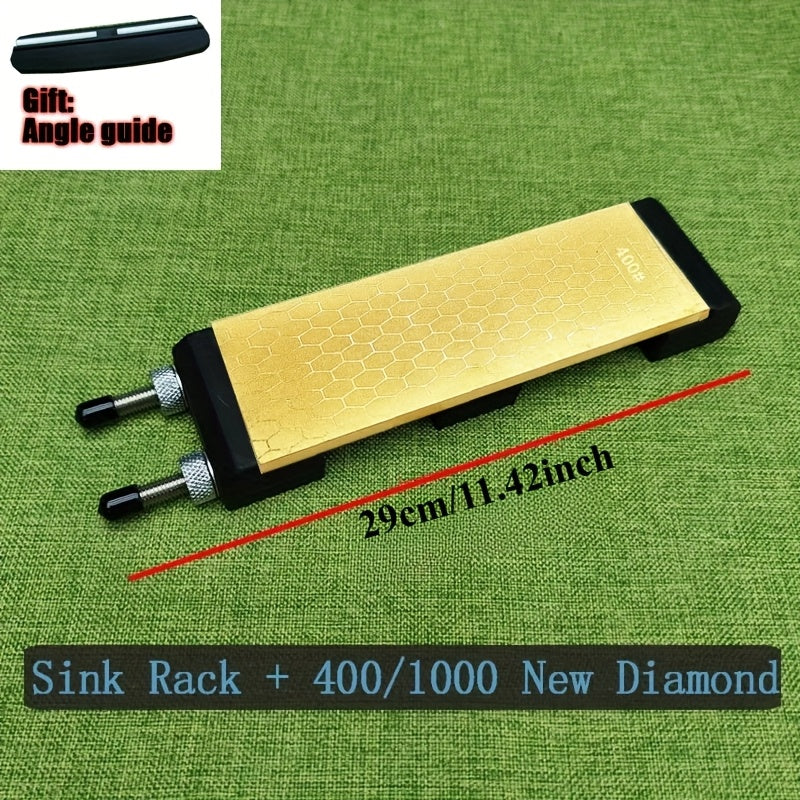 Oshxona va tashqarida foydalanish uchun olmos va qog'oz bilan qirqish asbobiga ega portativ pichoq silliqlash qurilmasi, olti burchakli naqsh va silikon asos bilan ta'minlangan.