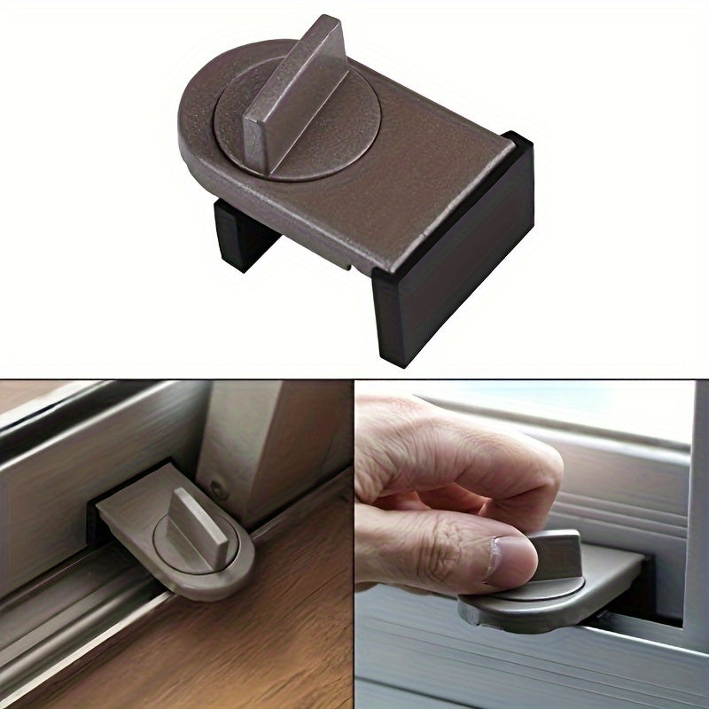 Adjustable Aluminum Alloy Window Lock with Anti-Pinch Safety Wedge for Home Office Car