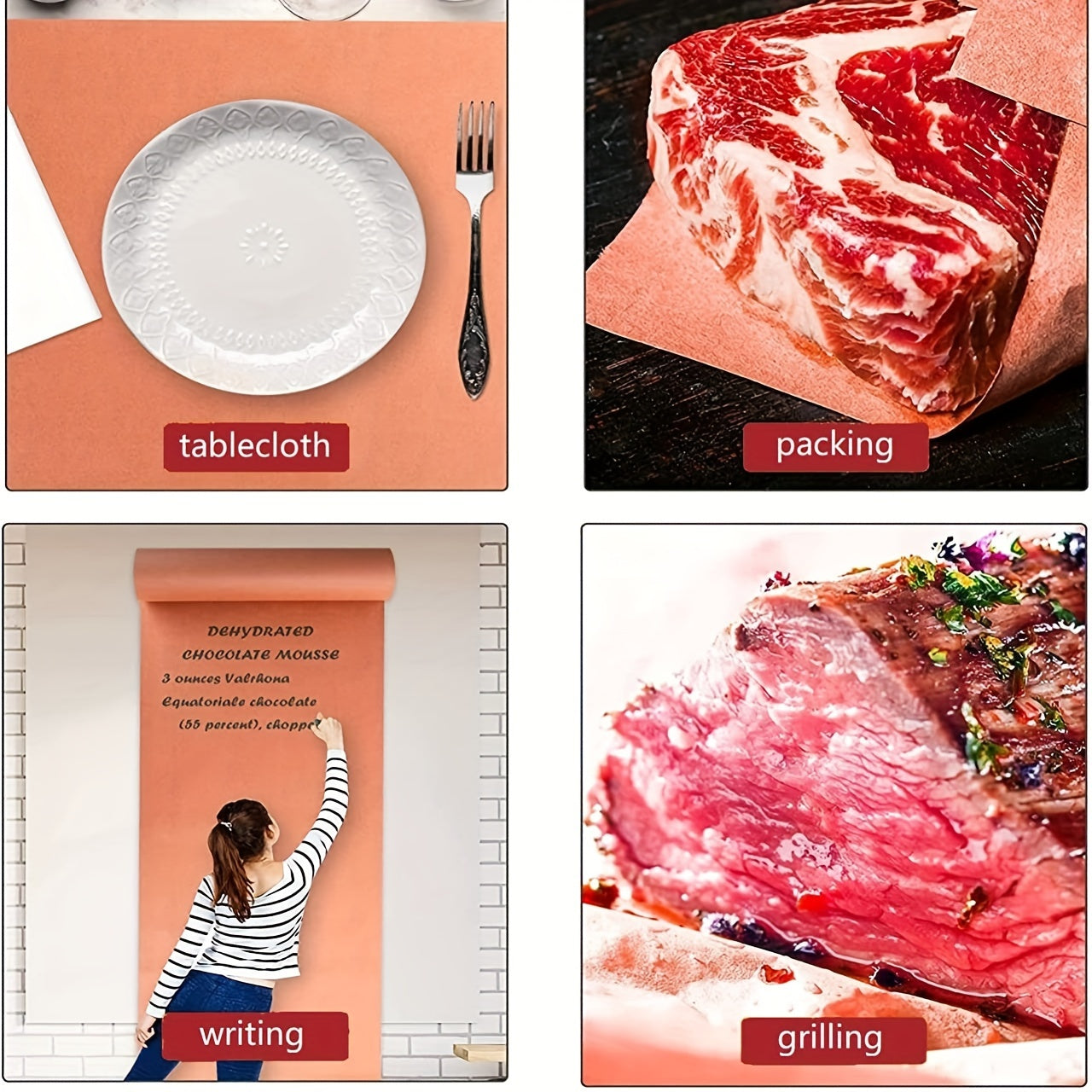 Pink Butcher Paper Roll 45.72cmx170' Food Safe for Smoking Grilling Baking