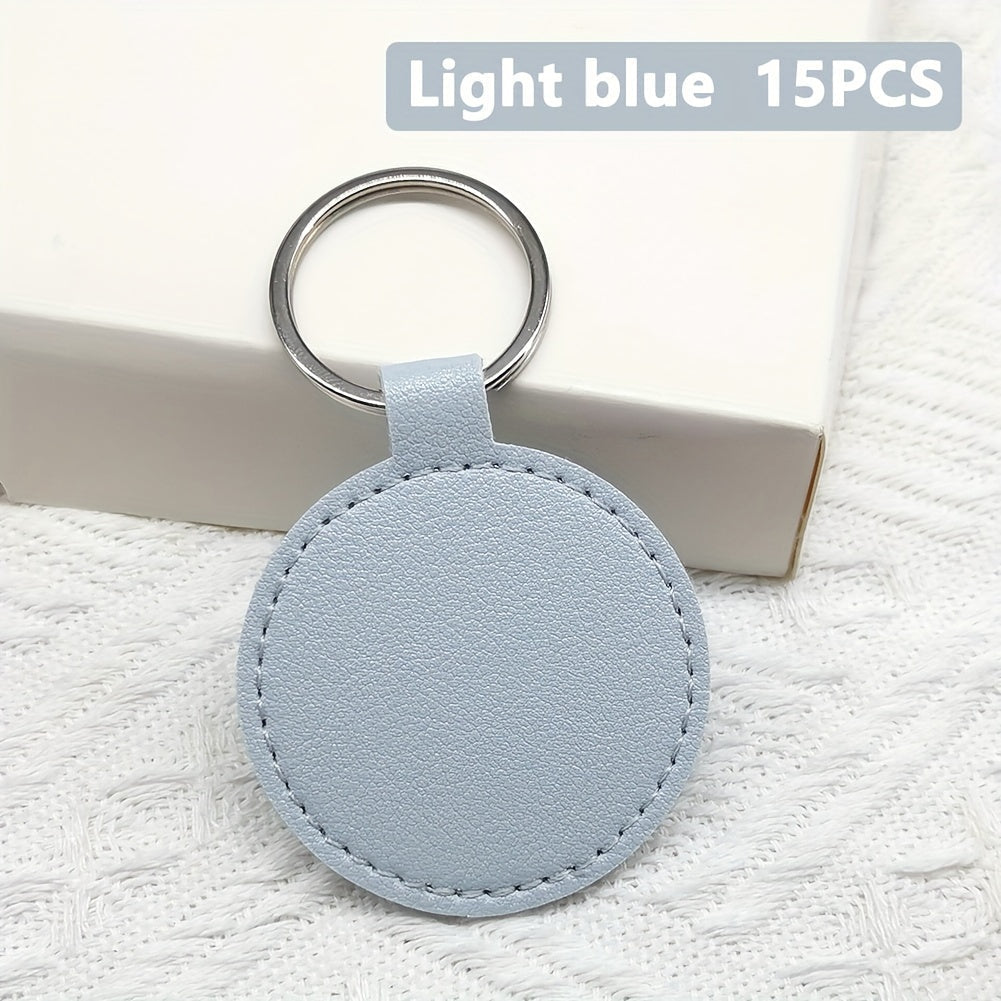 O'z-o'zidan qilish uchun charm kalitlik to'plami 15/20 dona dumaloq PU charm bo'sh joylar Erkaklar va ayollar uchun