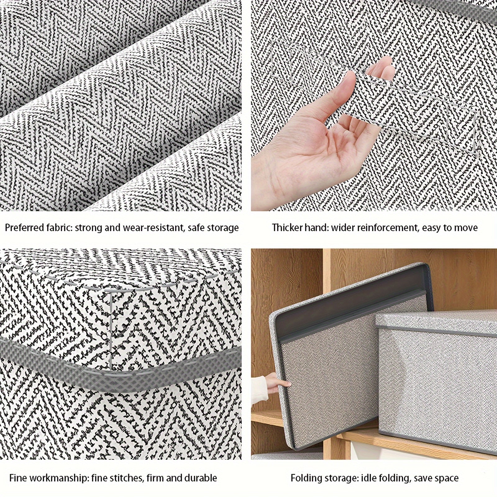 Non-Woven Fabric Storage Box with Lid Stackable Dustproof for Clothes Toys Snacks