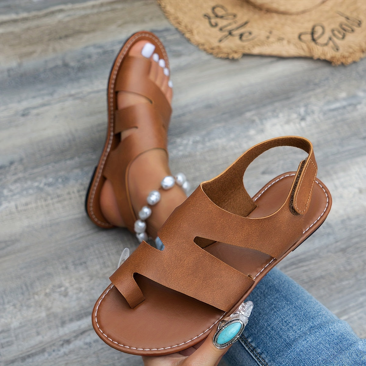 Women's Solid Color Slip-On Sandals with Soft Sole for Beach and Casual Wear