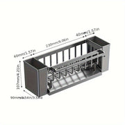 Kitchen Sink Organizer with Drain Basket and Sponge Holder Plastic Storage Rack