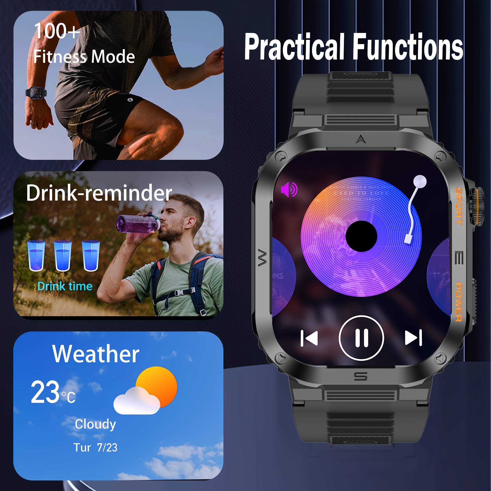 Men's Smartwatch with Wireless Calling Fitness Tracking and Outdoor Features