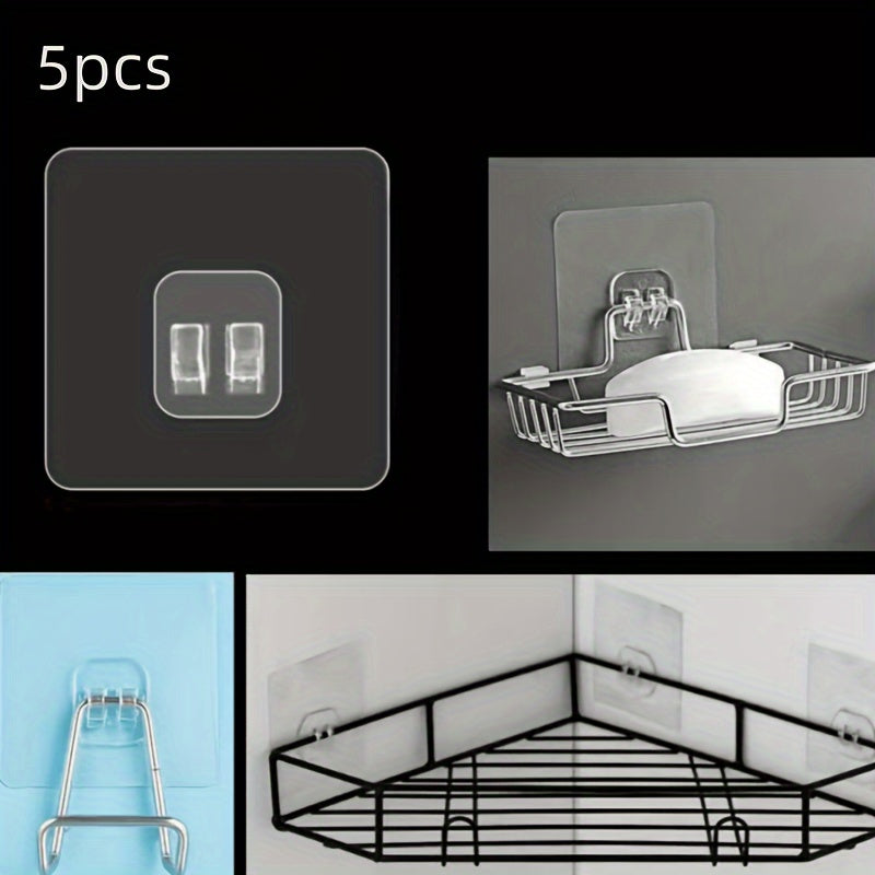 Adhesive Hooks for Bathroom and Kitchen Organization 5 Pack Wall Mount Towel and Toiletry Hangers