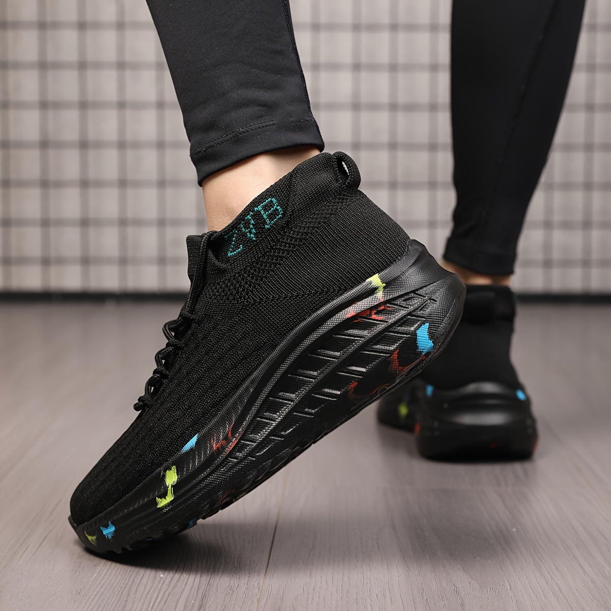 Women's Knitted Platform Sneakers Breathable Casual Low-Top Wedge Shoes