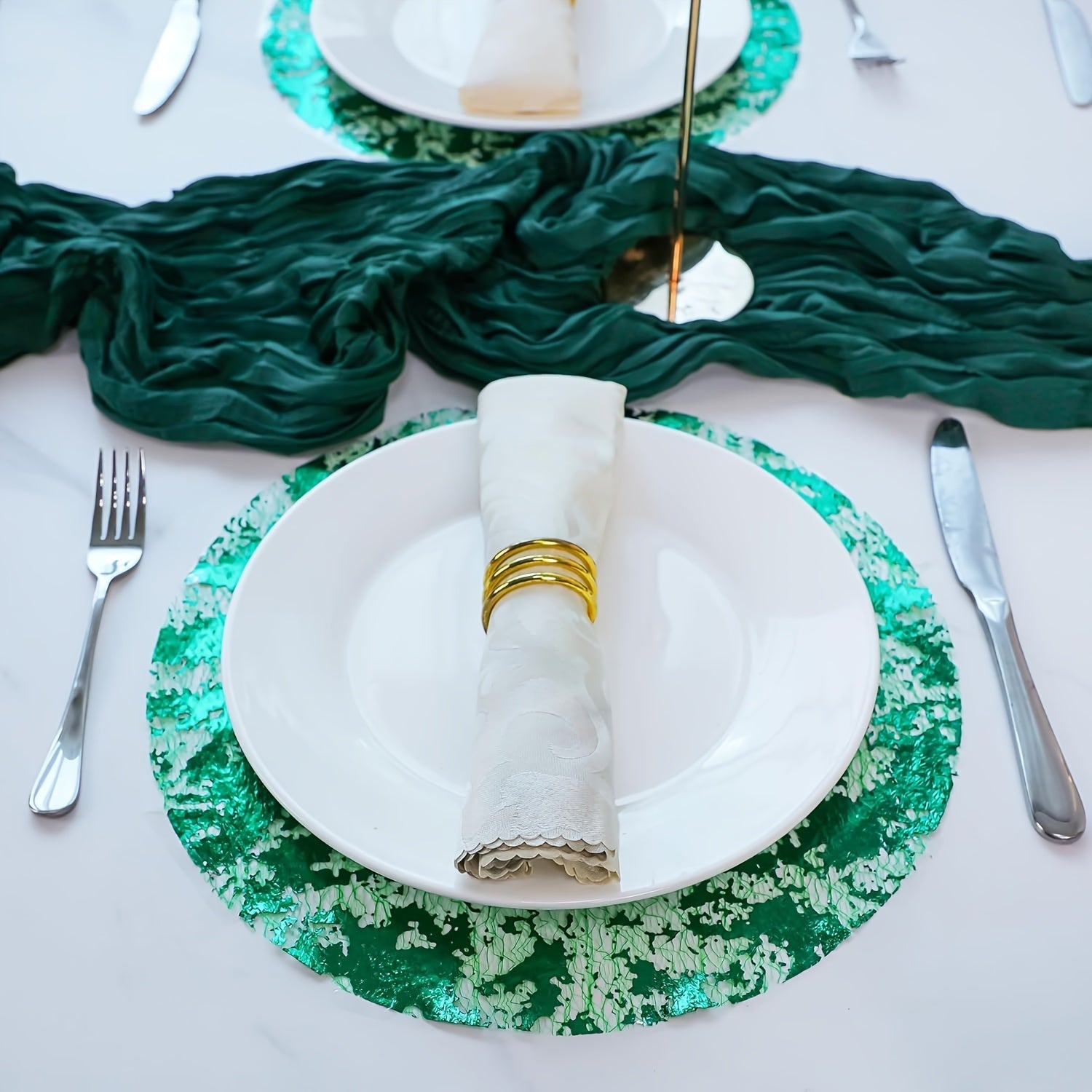 12-Piece Gold Foil Mesh Disposable Placemats for Holidays Weddings and Parties